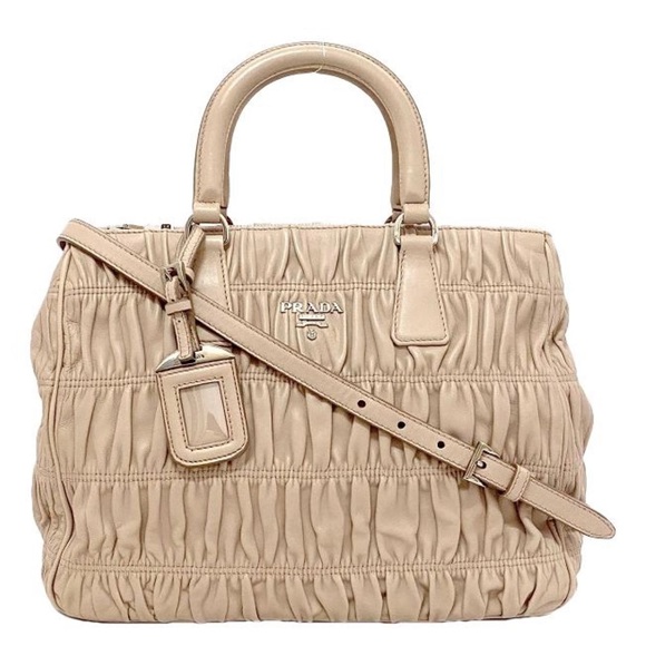 Prada Cream/ Beige/ Pink Leather Handbag - Picture 14 of 16